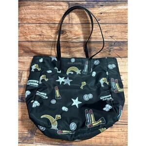 Marc Jacobs Graphic Print Nylon Tote Satchel Bag Stars Keys Rainbow